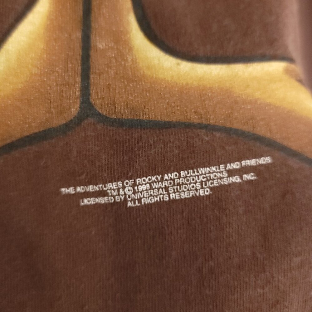Vtg Bullwinkle Graphic T-Shirt Men's Large Brown Stanley Desantis Distressed 90s - Picture 7 of 14